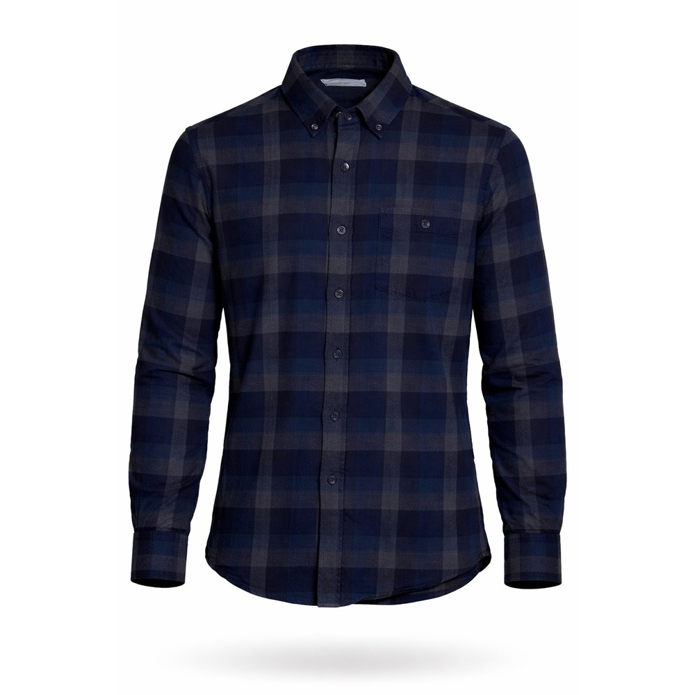 Weatherproof Vintage Mens XL Flannel Shirt Blue Grey Plaid Button Down Cotton
